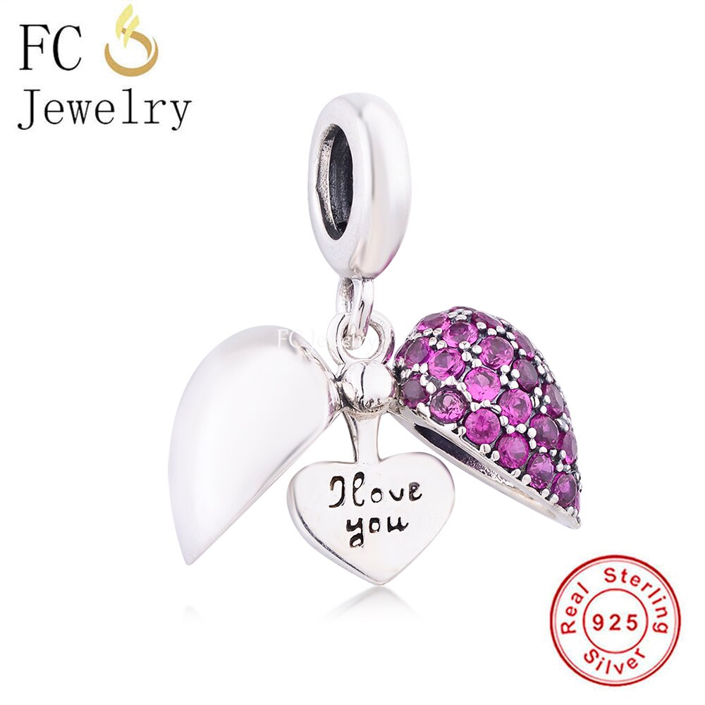 FC Jewelry Fit-pulsera de plata 925 para mujer, abalorio de circonita con forma de corazón abierto, para hacer joyas, Berloque de San Valentín, 2022: Q1752-R