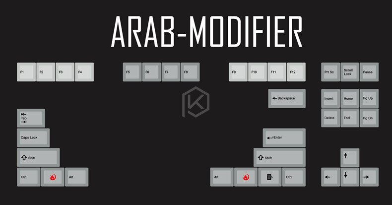 kprepublic 139 Arabic language root font letter Cherry profile Dye Sub Keycap PBT for gh60 xd60 xd84 cospad tada68 87 104 fc660: Arabic Modifier x1