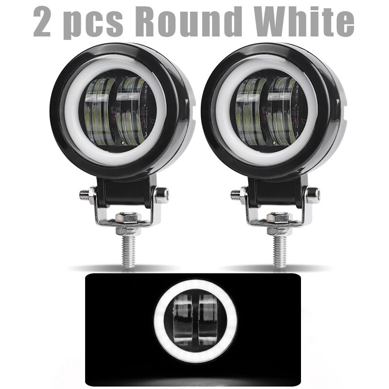 3 &quot; 7d led arbejdslys 20w kørelygter tågelygte kørelys hvid 6000k til biler motorcykel atv suv 12v 24v: 2 stk. rund hvid