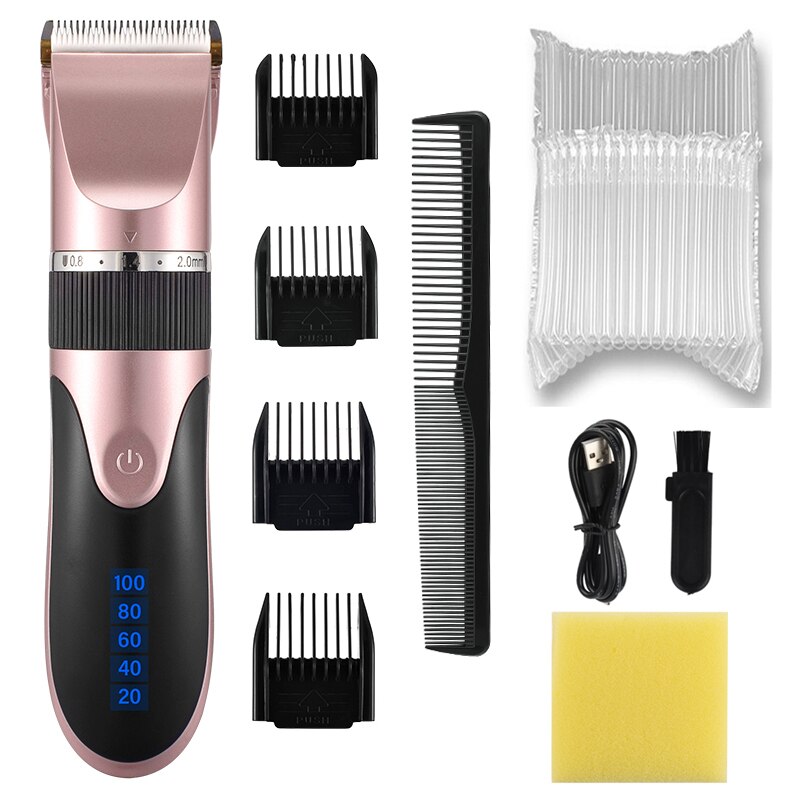 HIENA Hair Clipper Electric Hair Trimmer Digital Rechargeable Hair Clipper for Men Hair Cutting Machine Low Noise: Pink withoutbox