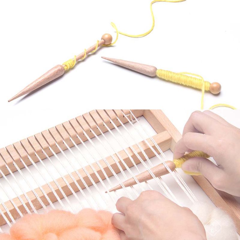 Juego de 4 unids/set de palos de lanzadera de madera Natural, aguja de tejer, telar, hilo de urdimbre, hilo, manualidades DIY