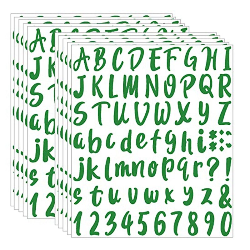 10 Sheets Vinyl Letters Numbers Kit Self Adhesive Letter Stickers Waterproof Mailbox Numbers Sticker: Green