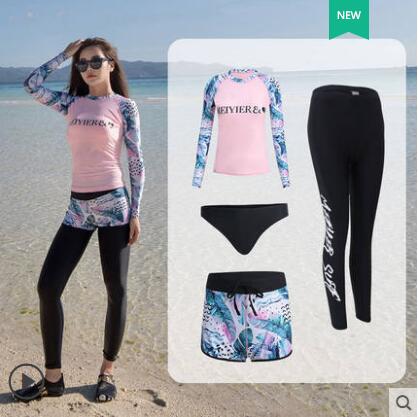 Korean match lovers wetsuit for men and women couple three piece costume quick dry surf diving swim suit plus size: 3 / M