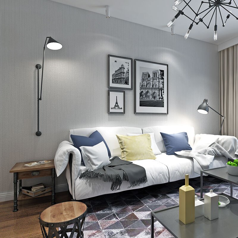Donkerblauw Behang rolls vlakte niet-geweven streep wallpapers golf streep woonkamer achtergrond wandbekleding