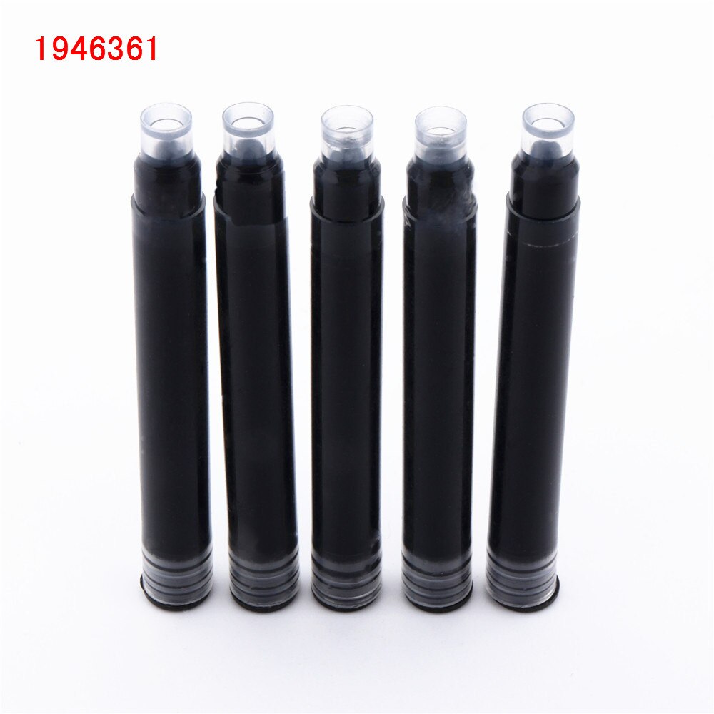 Beautiful 7051 metal ink Pen student School Finance office Super fine pen fountain pen: 5pcs ink Black
