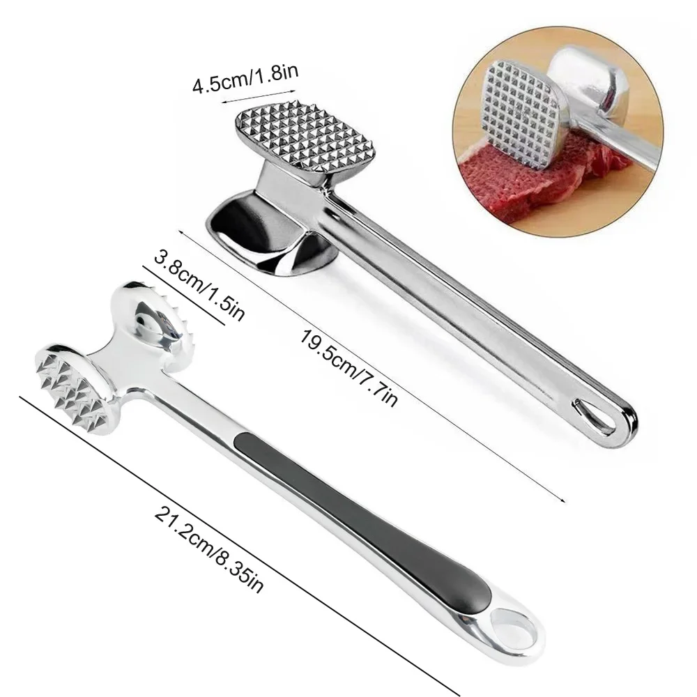 Martillo de Metal para carne de aluminio, 19 Cm, ablandador de carne pesado y duradero, herramienta de cocina para el hogar, 1 Uds.