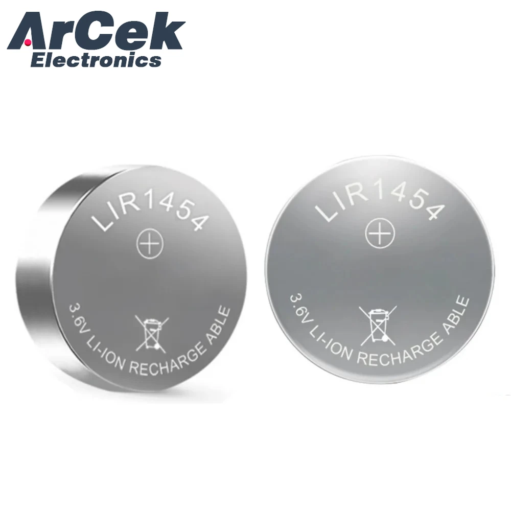 2 Stück LIR1454 wiederaufladbare Knopfbatterie 3,6 V 90 mAh Lithiumbatterien LIR 1454 ersetzt CR1454 ICR1454S für Headset-Kopfhörer