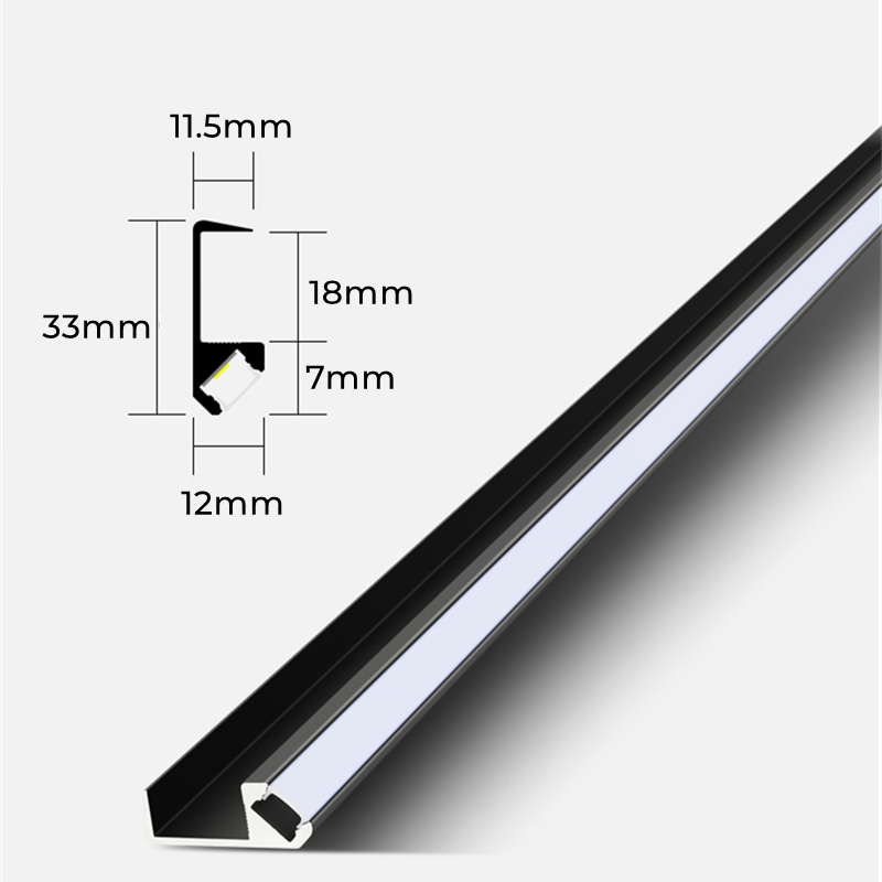Luz LED para estante de armario, iluminación empotrada de 45 °, perfil de aluminio de 18mm, tablero de madera, barra de Clip trasera, lámparas de tira, 0,5/1m/Uds.