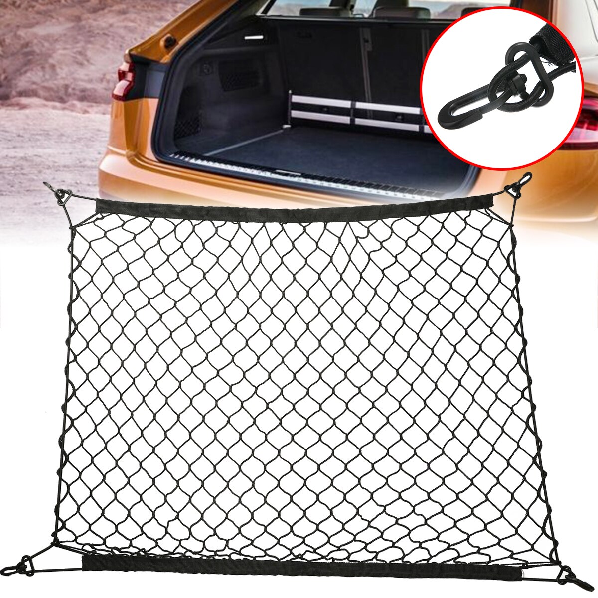SUV Van Black Back Rear Trunk Nylon Elastic Mesh Cargo Net RV Camper Bus Luggage Storage Organizer Net 100x100CM Car Accessories
