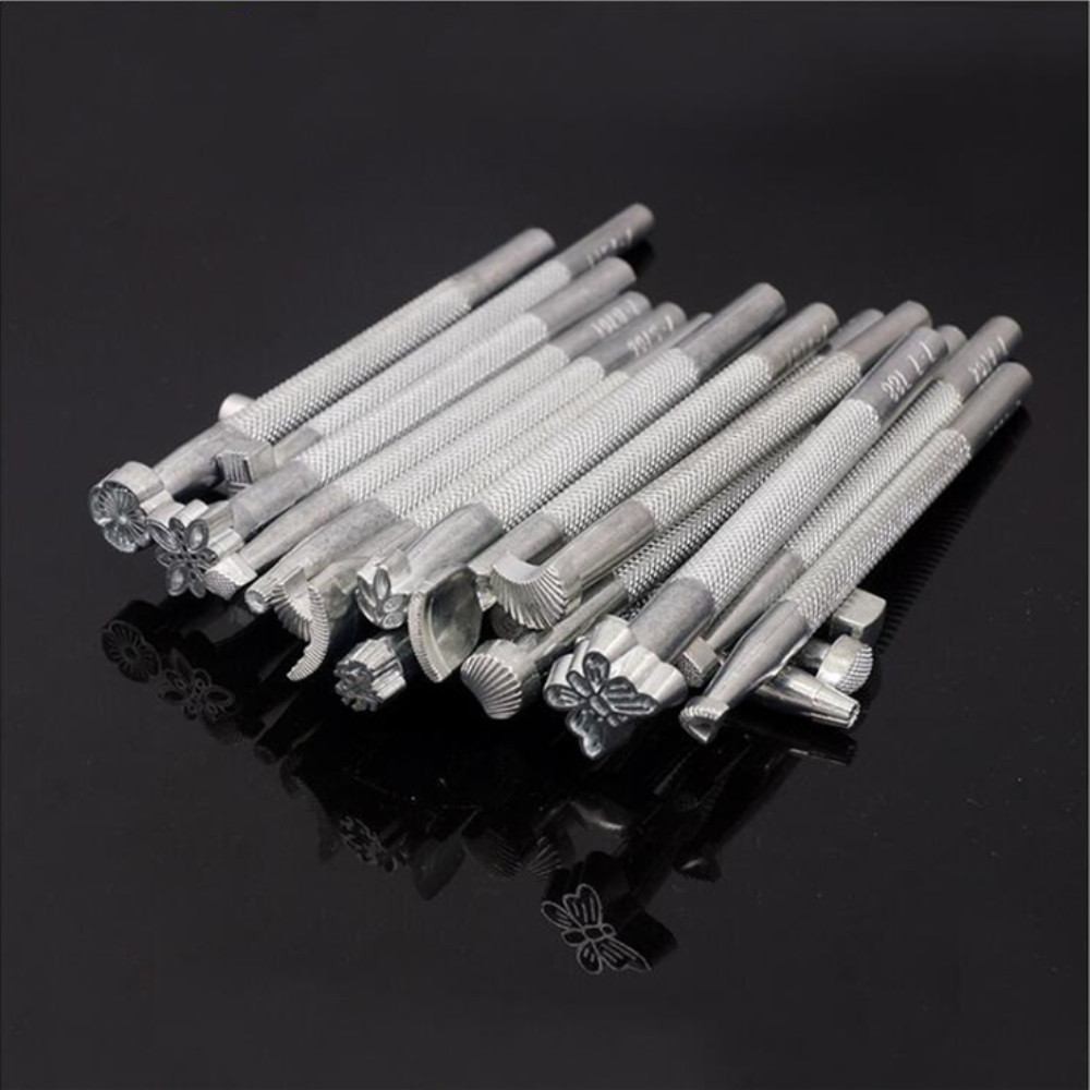 Mode 20 Stuks/set Leather Working Saddle Maken Gereedschap Carving Leather Craft Postzegels Legering Lederen Gereedschap Diy
