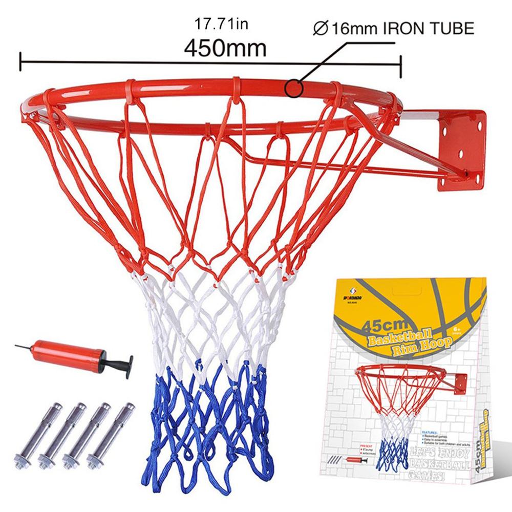 Basketball Rim With Net Match Ball Ring Hoop Rim Stand Backboard Basket for Adults Kids Full Solid Metal Spring GYM