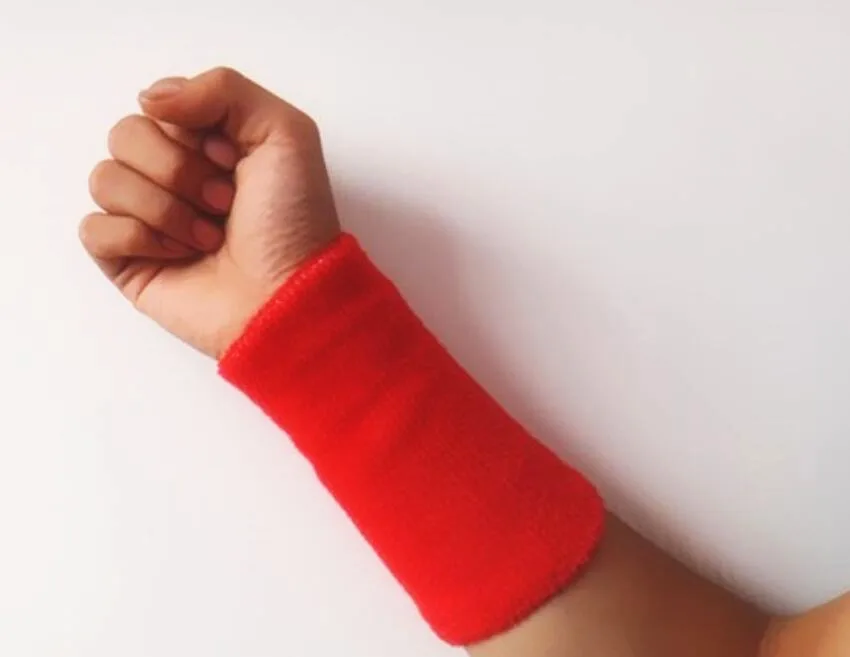 sport zweethanddoek polsbandje katoen elastisch verband handsport polsbandje gym ondersteuning polsbrace wrap carpaal tunnel: Rood
