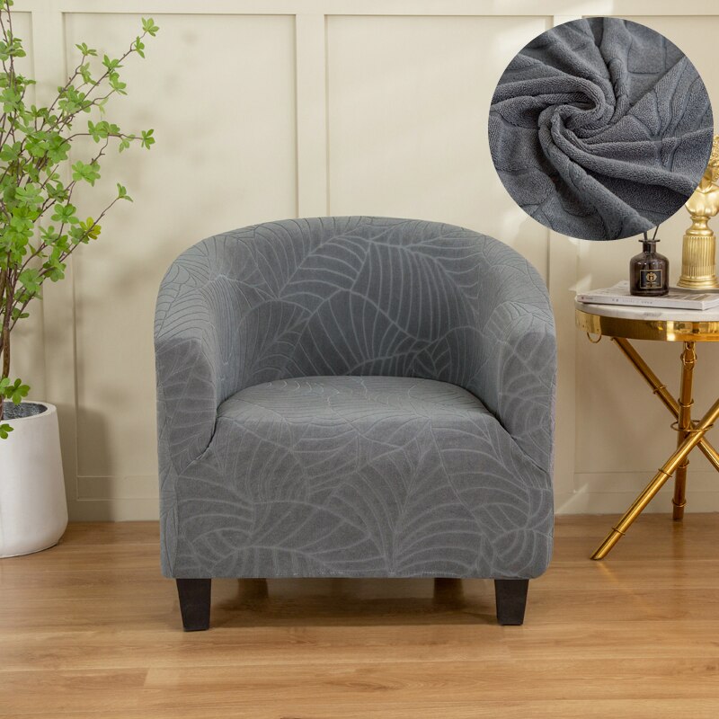 Club Stoel Hoes Stretch Vat Stoelbekleding Jacquard Bad Stoel Kussenovertrekken Zachte Spandex Fauteuil Sofa Cover Verwijderbare: DARK GRAY