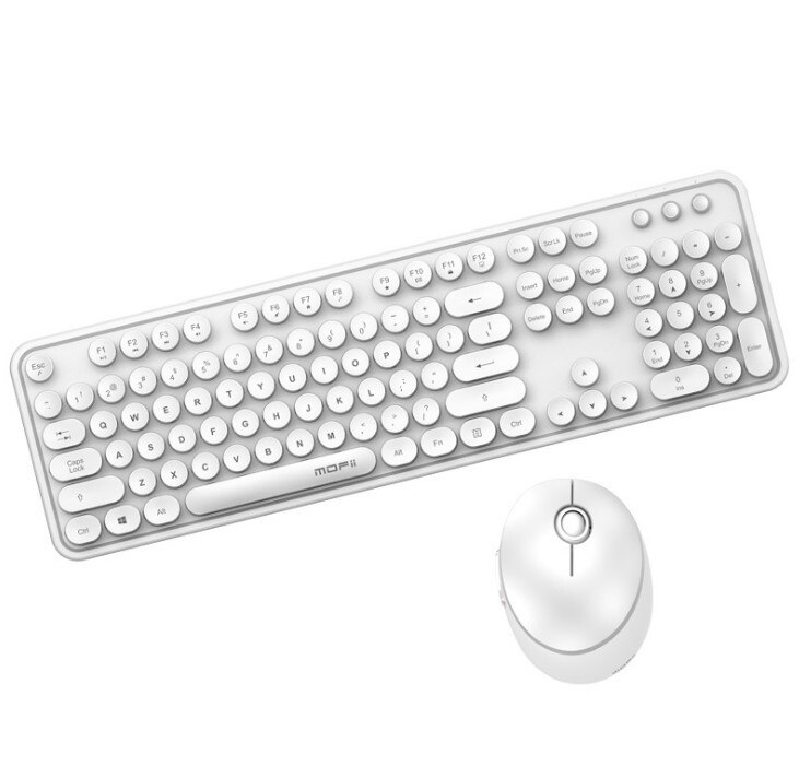 Gemengde kleuren toetsenbord en muis set 2.4 ghz draadloos toetsenbord muis kit voor vrouwen meisjes usb computer muis vrouwen roze toetsenbord: Wit