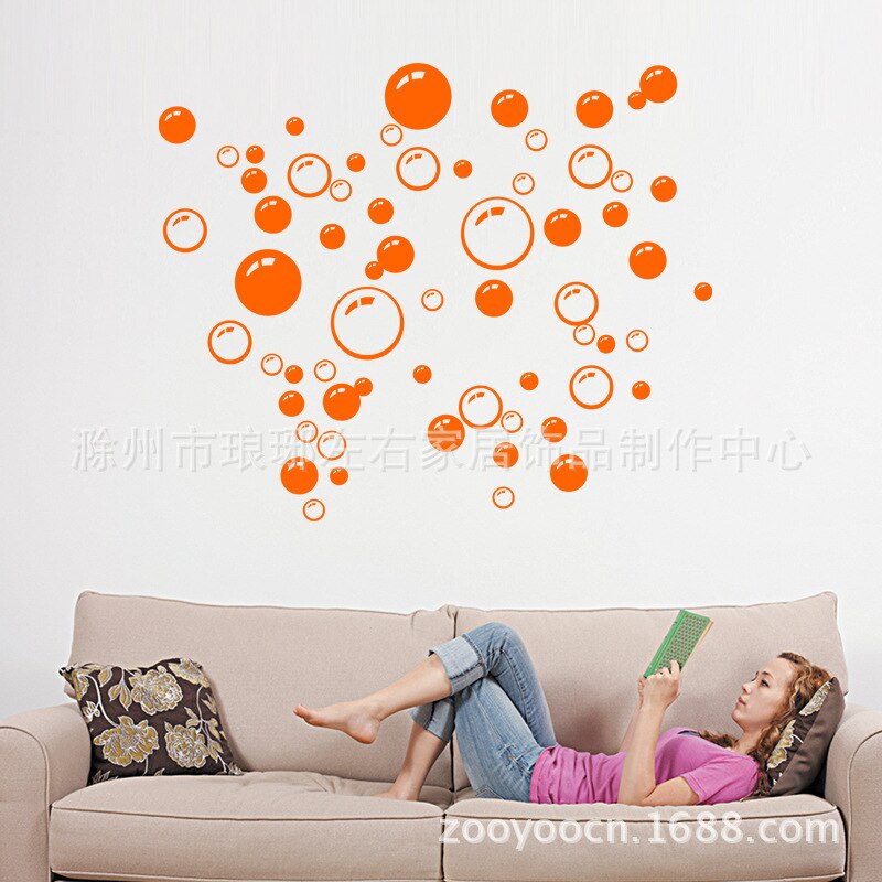 Modern Circle Bubble Pattern Bathroom Products Wall Stickers Home Decor Waterproof Wallpaper Blue Freen Orange White 21*42CM: HM070104