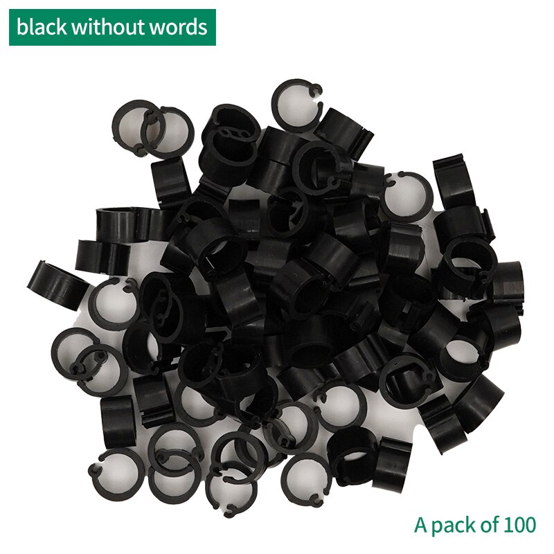 100Pcs 11Colors Birds Feet Rings Inner Diameter 8Mm Width 7Mm Plastic Clip Ring Pigeon Dove Quail Foot Ring Farm Animal Carrier: Black