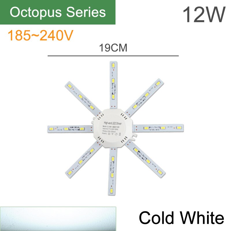 Kaguyahime magnetisk ledet modul lys 12w 16w 20w 24w ledet downlight magnet tilbehør blekksprut tallerken ringe ledet lampe 220v til tak: 12w blekksprut kaldt