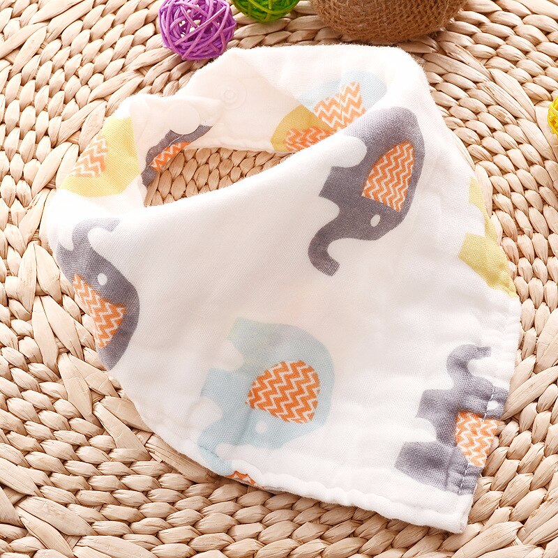 8-Layer Mousseline Slabbers 100% Natuurlijke Katoen Zachte Baberos Bebe Animal Bandana Zuigeling Kiel Burp Doek Voeden Speeksel handdoek: elephant