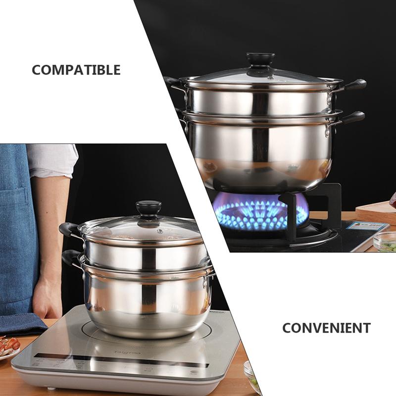 Kitchen Steam Pot Stainless Steel Stock Pot Practical Household Kitchen Food Cooking Steam Pot Multifunctional Cooking Pot