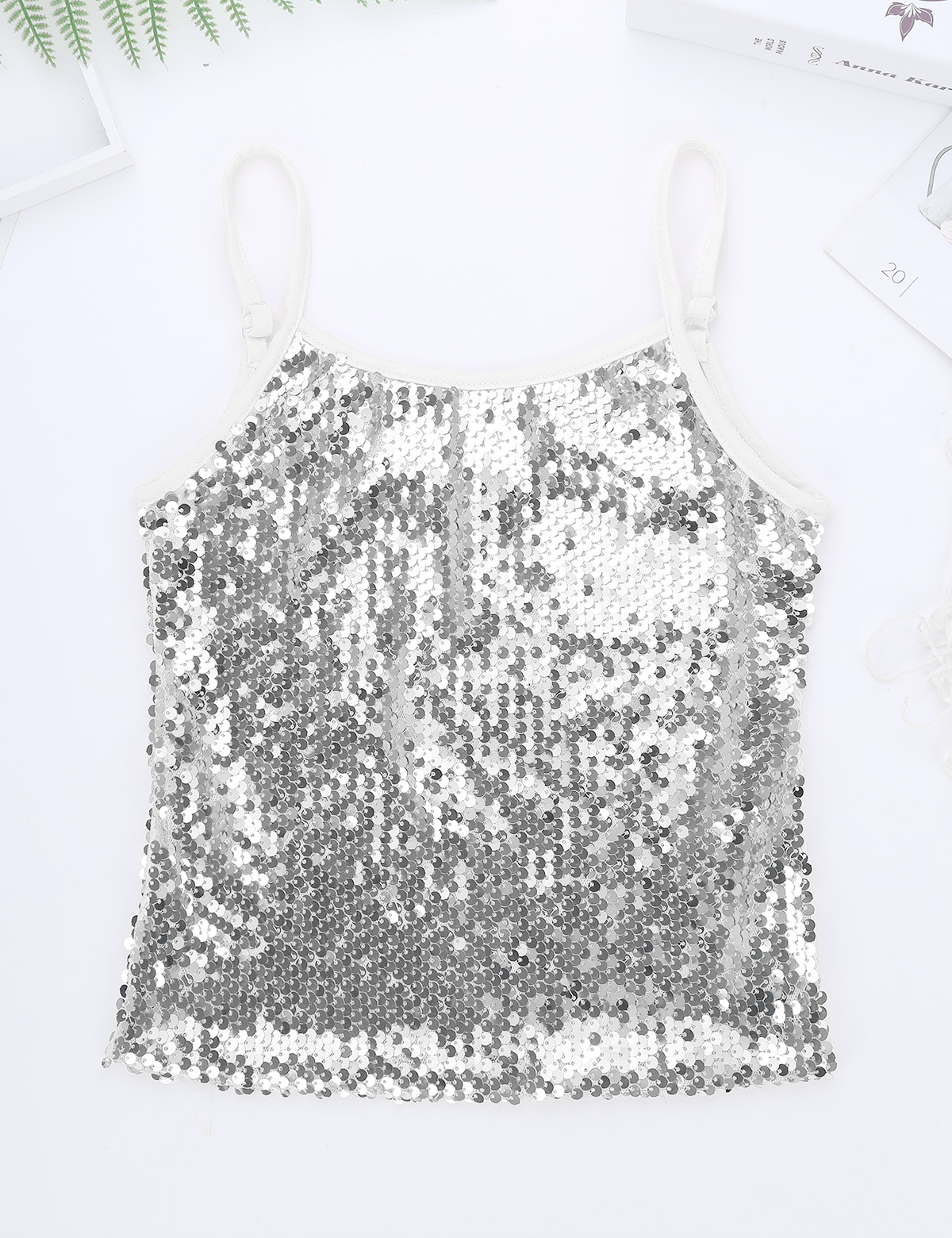 Camiseta sin mangas de baile de Ballet para niñas, Tops de baile de Jazz con lentejuelas brillantes, ropa de calle de baile de Hip Hop, disfraz de actuación para de Carnaval