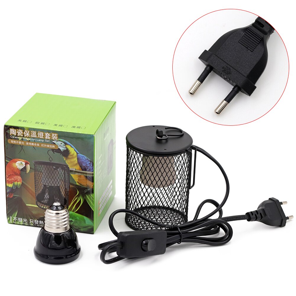 E27 kæledyr varmelampe til skildpadde slange firben infrarød keramisk emitter varme lys 50w/75w/100w krybdyr lampe reptil lys eu stik