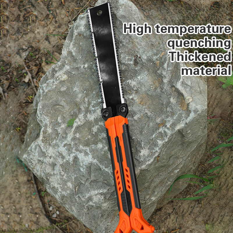 Sierra Herramientas manuales para carpintería Sierra plegable de bolsillo de 14 ", sierra para madera SK5, sierra de tracción de doble filo de 13/14TPI, sierra portátil para acampar, sierra de corte al ras