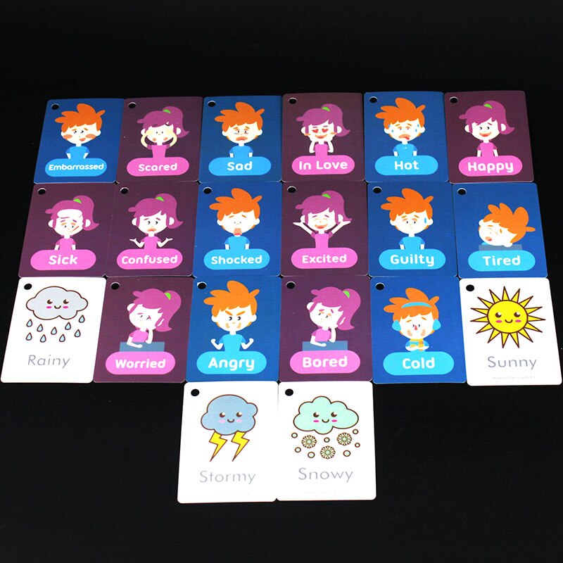 16 Style English Emotion/Animals/Fruit Learning Flash Cards For Kids Educational Word Cards Kindergarten Teacher Teaching Aids: 04