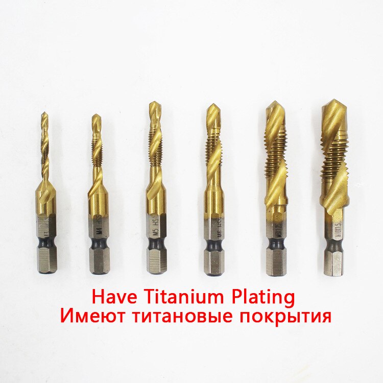 Ztdplsd zeskantschacht hss titanium machine tapschroef spiraalpunt draad metrische plug taps boorbits hand slijpen snijgereedschap: 5mm / Goud