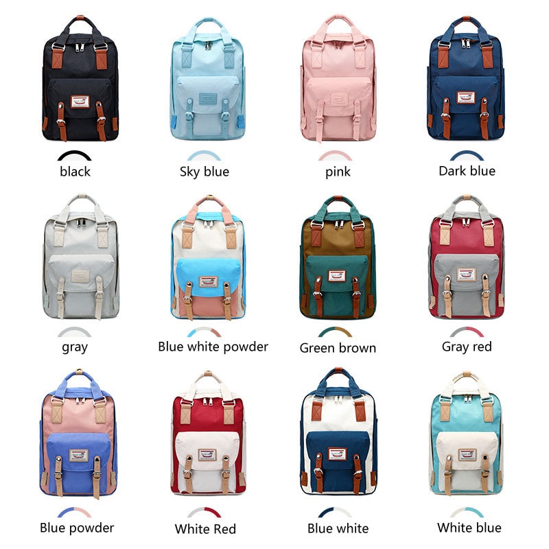 Travel bag solid color Oxford waterproof backpack women's high-capacity school bag women canvas retro laptop backpacks