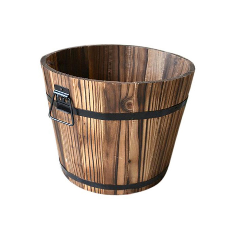 Barriles de flores de plantación Retro, caja de maceta rústica suculenta con borde ondulado, contenedor de flores y plantas, decoración al aire libre: B