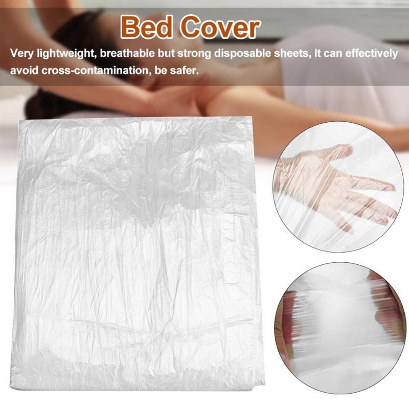 100pcs Portable Couch Cover Plastic Waxing Protection Spa Bed Sheets Waterproof Transparent Massage Tables Disposable Use DIY
