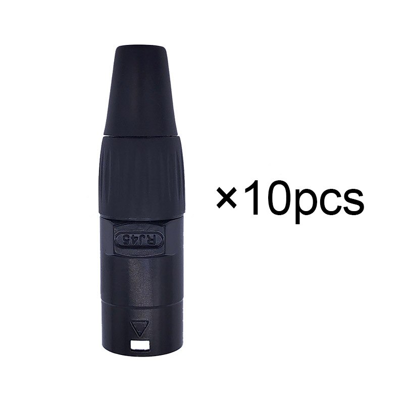 10 piece 8p8c RJ45 net work waterproof connector IP65 D socket panel ethernet connector: 10xblack plug