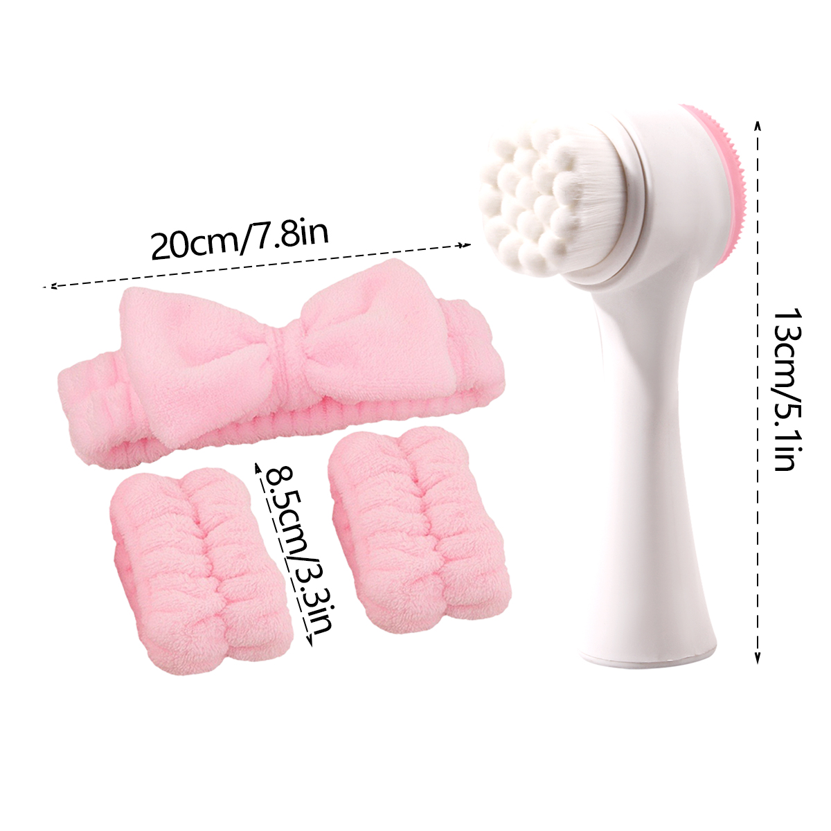 Spa-Stirnband zum Waschen des Gesichts, Hautpflege-Stirnband und Armband-Set, Gesichtsreinigungsbürste, 2-in-1-Hautpflege-Gesichtsbürste
