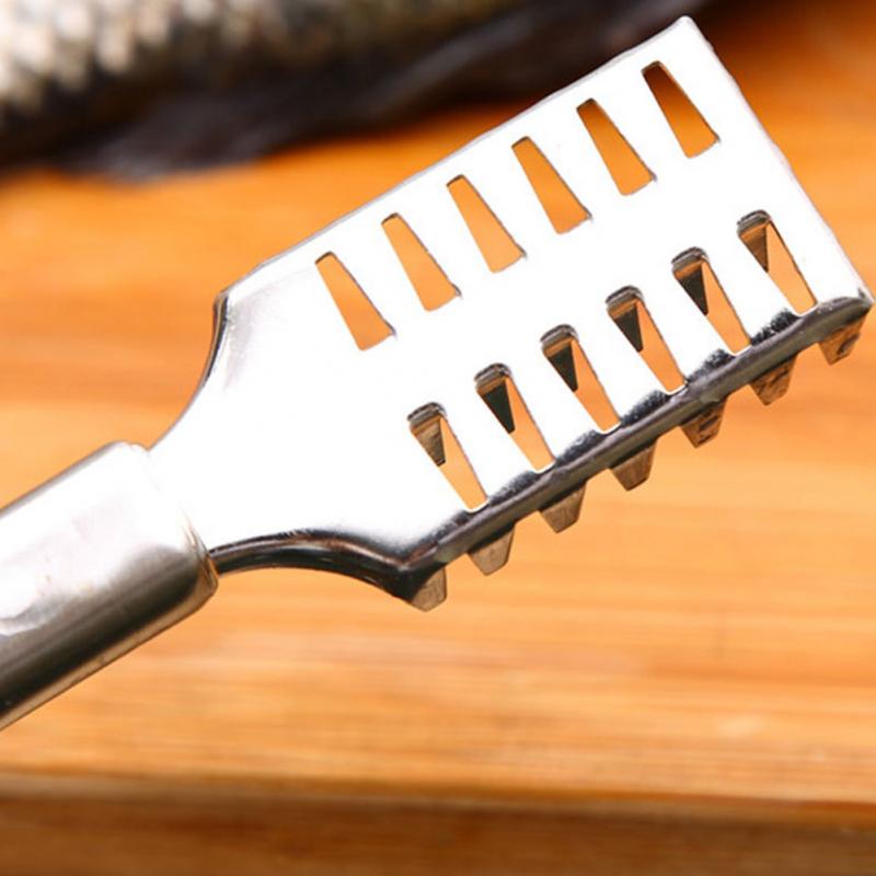 Stainless Steel fishs skin scale scraper cleaner peeler scaler remover cleaning brush cooking Seafood tools