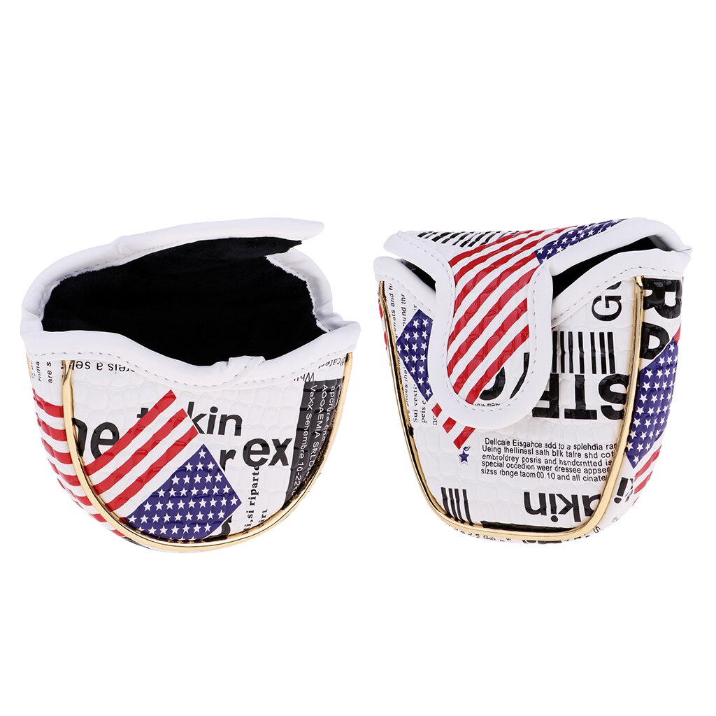 Premium Pu Golf Mallet Protector Met Magnetische Sluiting-Halve Cirkel Vorm & Amerika Vlag Patroon Plezier Cover