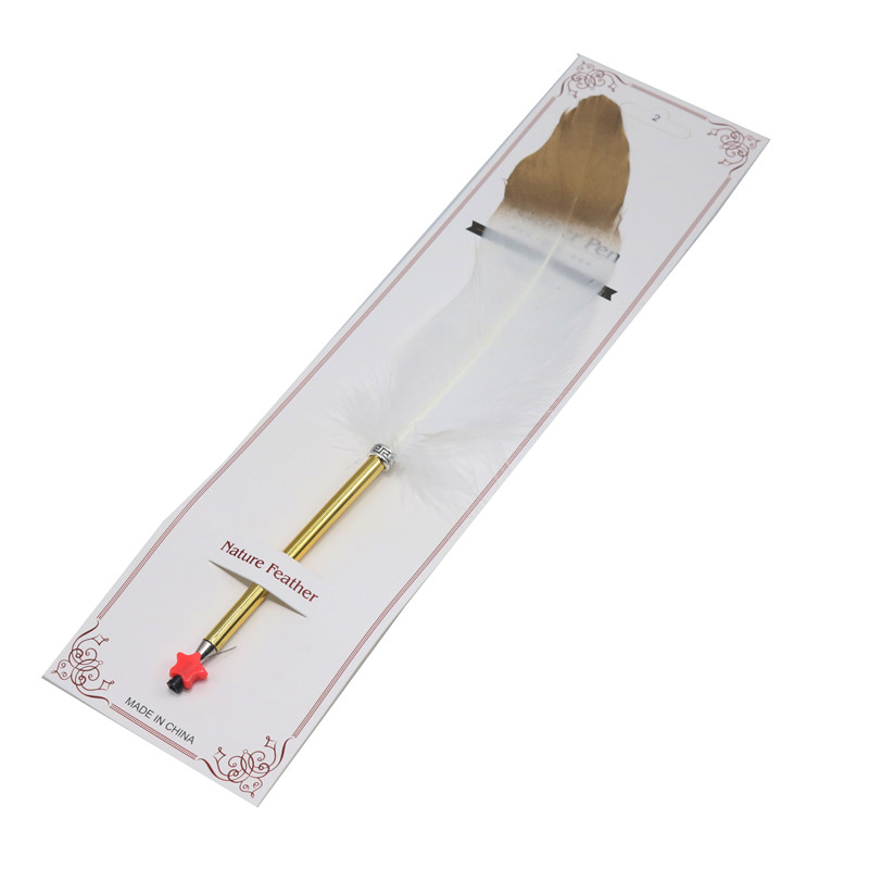1 stuk balpen met ganzenveer, gouden spuitverf, metalen balpen, handtekeningpen, kerst- of trouwpen: Wit