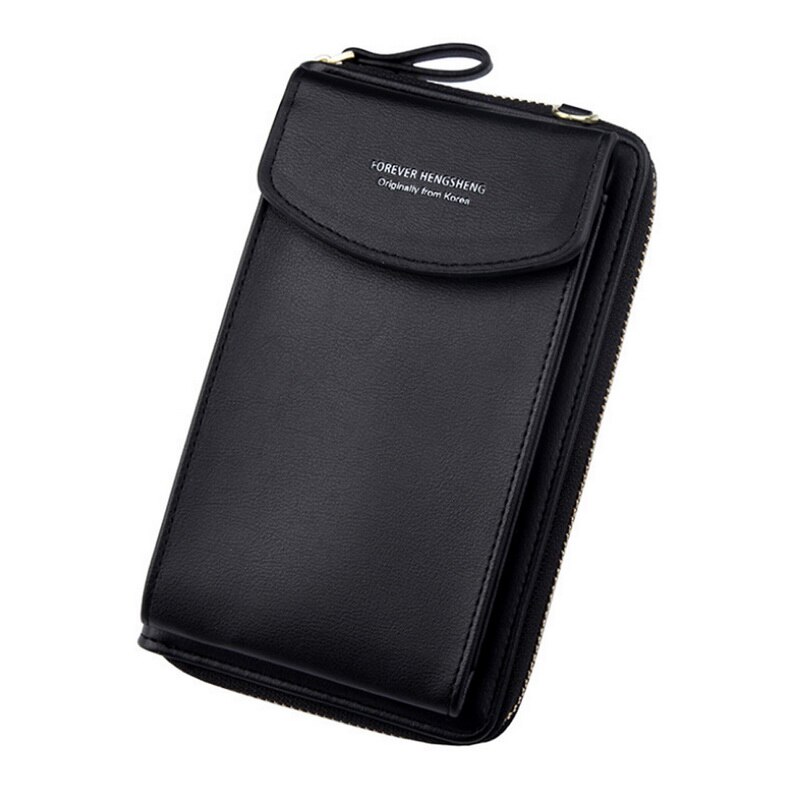 Ladies Purse Wallet Women Diagonal PU Multifunctional Mobile Phone Clutch Bag Large Capacity Passport Travel Card Holder: black