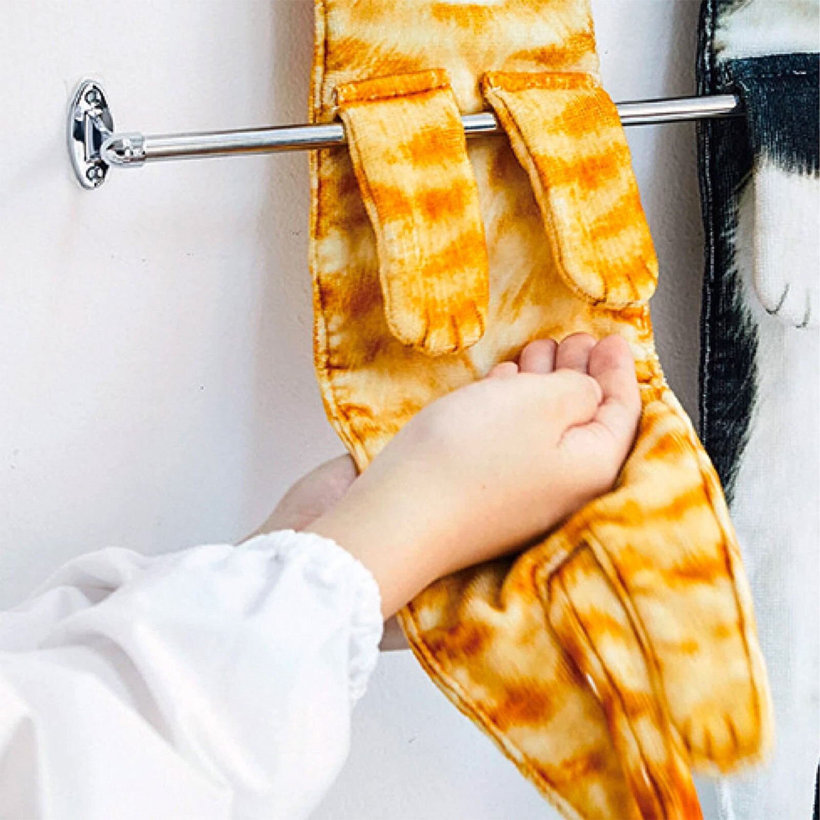 6 Styles Newest Cat Hand Towels Long Cat Shape Wipe Handkerchiefs Bath Towels for Bathroom Kitchen