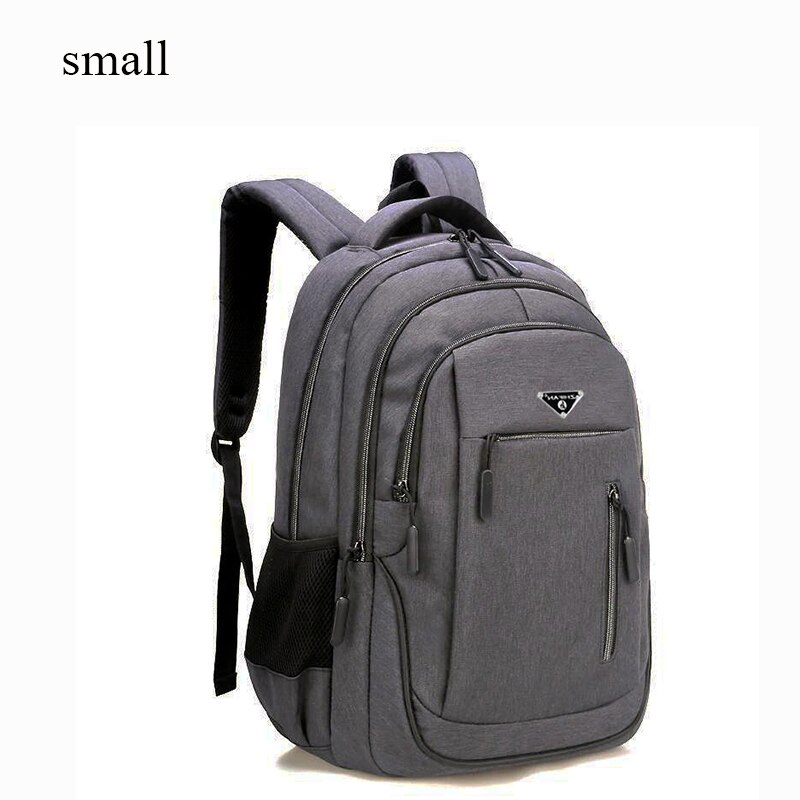 Big Capacity Men Backpack Laptop 15.6 Oxford Gray Solid High School Bags Teen College Student Back Pack Multifunctional Bagpack: Dark gray small