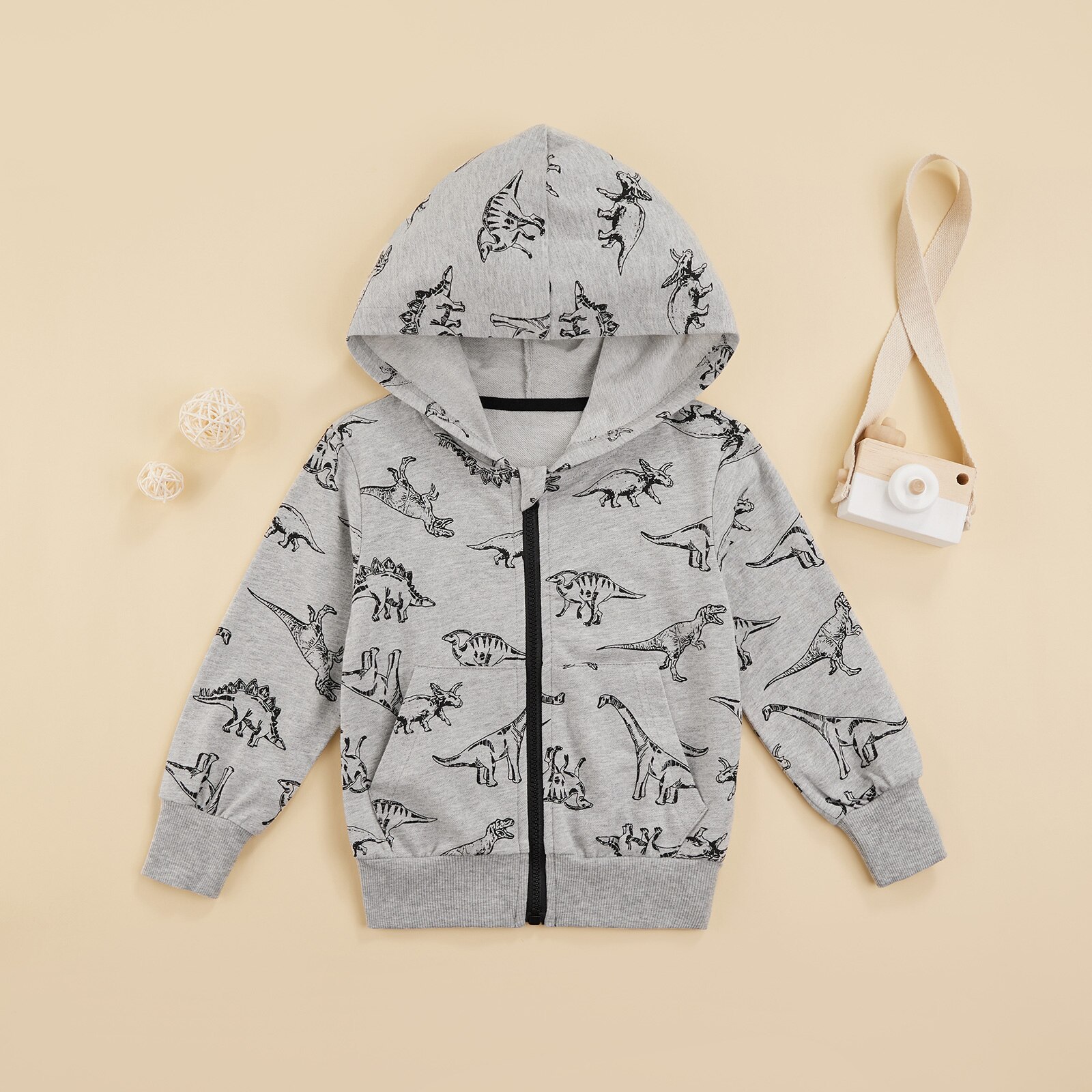 Criança meninos primavera outono jaquetas dinossauro impressão completa zíper manga longa com capuz casacos esportivos outerwear para crianças