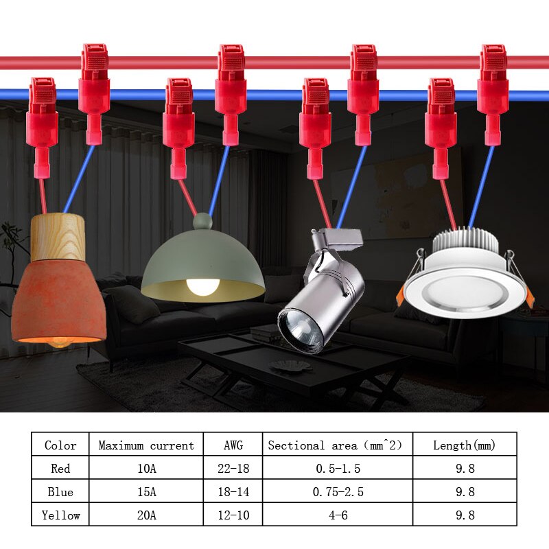 60/100PCS Quick Electrical Cable Connectors Snap Splice Lock Wire Terminals Crimp Wire Cable Connectors