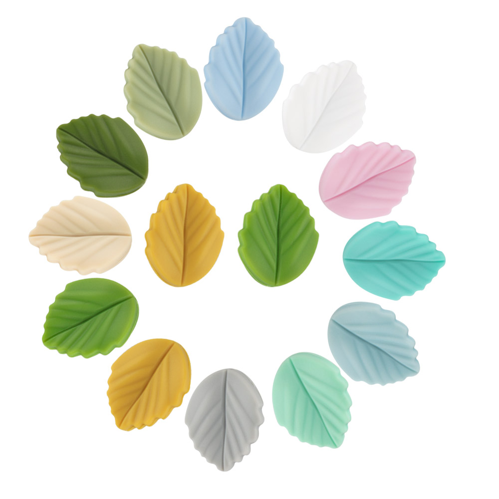 Sunrony 10 Stück Mini Blatt Blume Silikon Perlen für Schmuckherstellung Lebensmittelqualität DIY Schnullerkette Halskette Zubehör Babyspielzeug