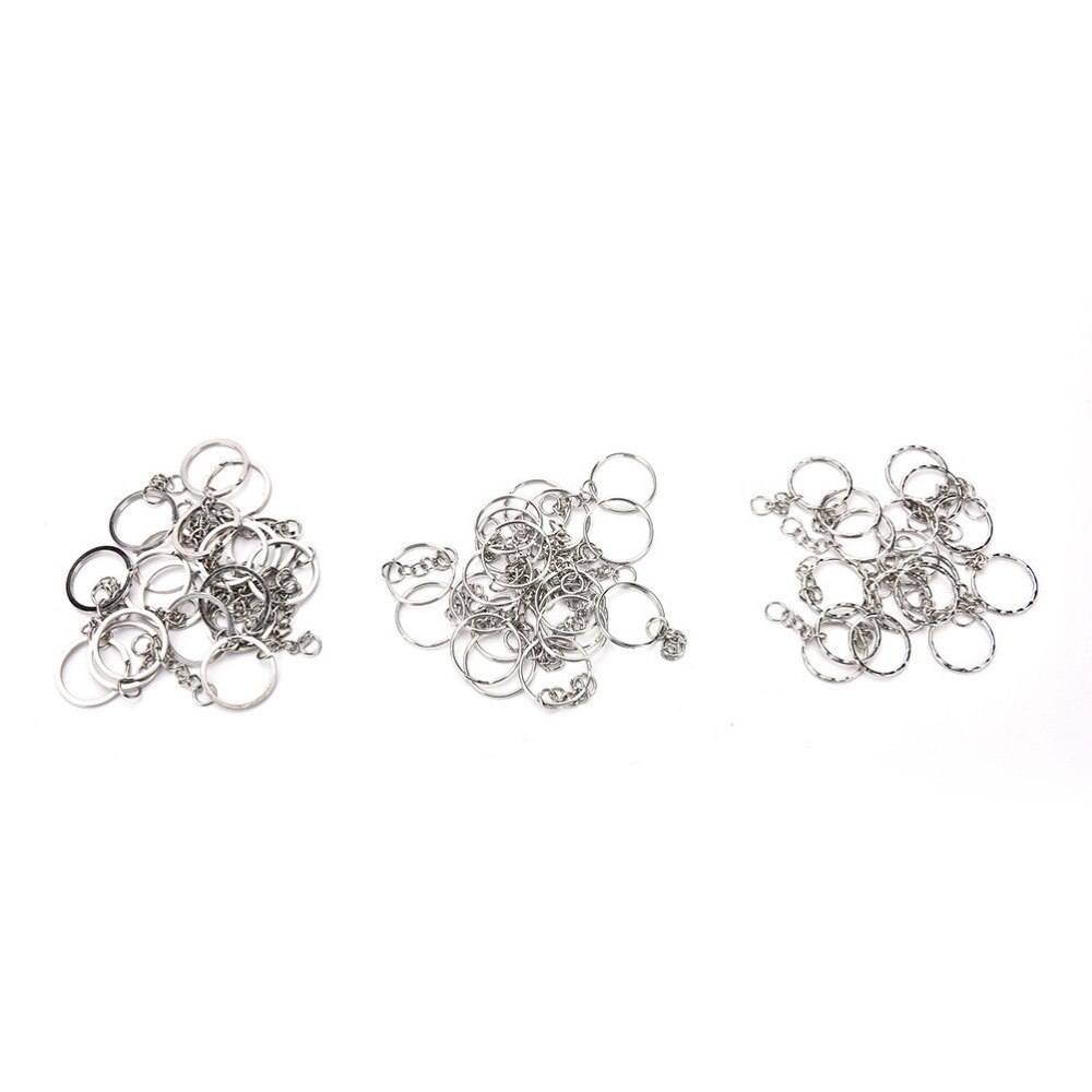 100 Pcs/Set Silvery Key Chains Stainless Alloy Circle DIY 25mm Keyrings Jewelry Keychain Key Ring Jewelry Keychain Key Ring