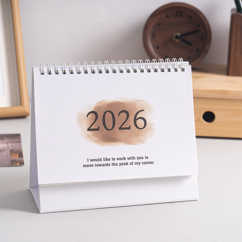 Kalendarz 2026 Prosty Notatnik Planer Miesięczny Dzienny Organizer Zarządzanie Czasem Dekoracja Biurka Domowego Biura Kalendarz Stojący: żółty