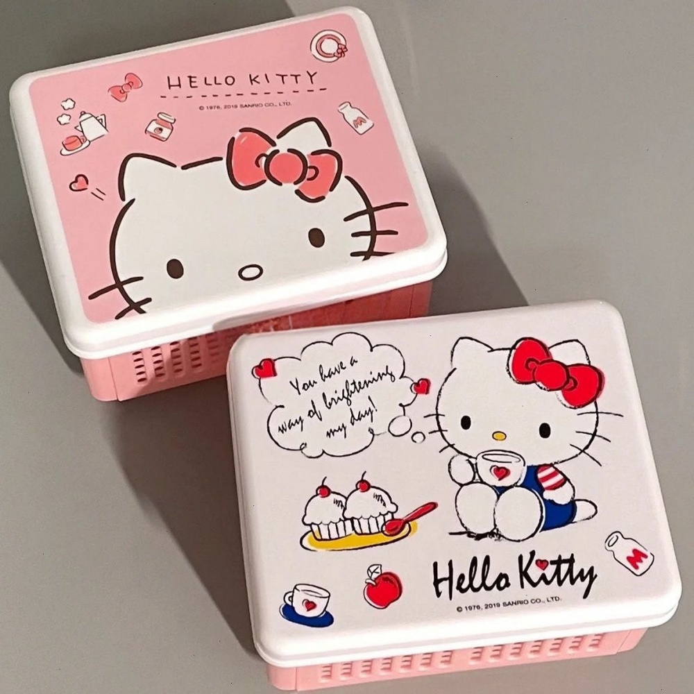 Sanrio Hello Kitty faltbare Aufbewahrungsbox Kawaii Mehrzweck-Desktop-Organizer Kosmetik Toilettenartikel Schreibtisch Schmuck Organizer