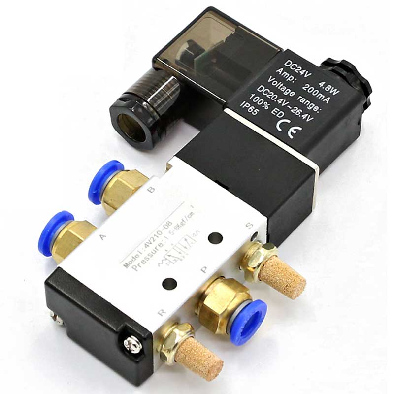 2 posisjon 5 veis pneumatisk magnetventil 4 v 210-08 enkel spole 12v 24v 110v 220v pneumatisk reguleringsventil med beslag