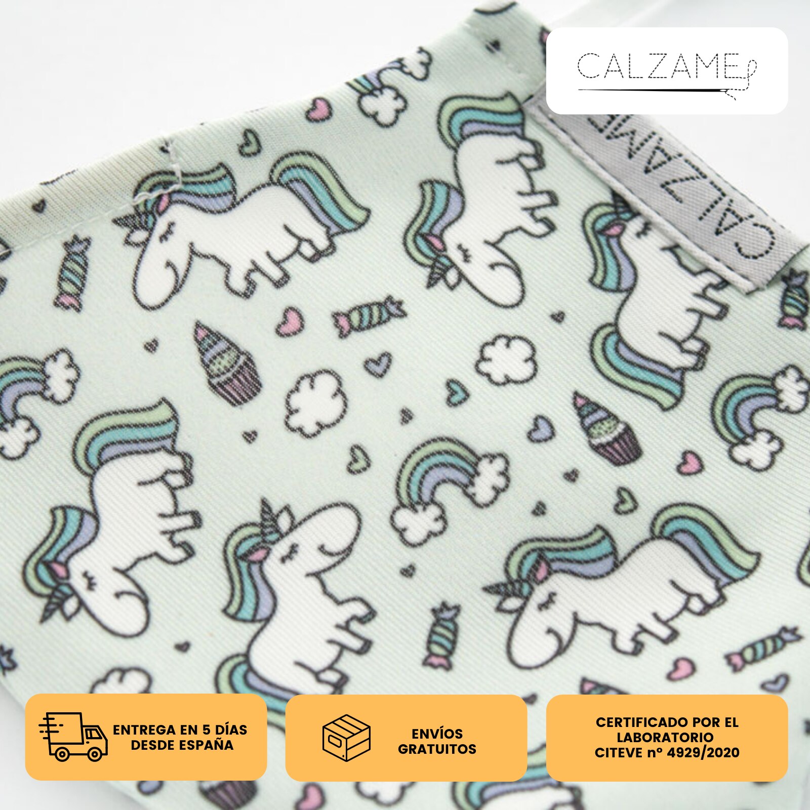 CALZAME, Mascarilla UNICORNIOS, ideal, trabajo, Personal Sanitario,