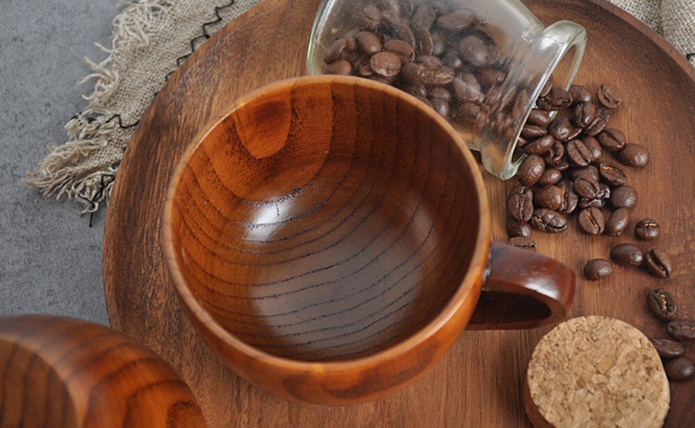 Japanese Hand made Original Cup Log Color Handmade Natural Wood Coffee Tea Beer Juice Souvenir Handmade Milk Mug