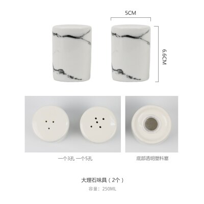Marmor keramisk olje eddik saus gryte dispenser soya flaske porselen sesong pepper krydder krukke kjøkkenverktøy salt og pepper shaker: 2 salt og pepper