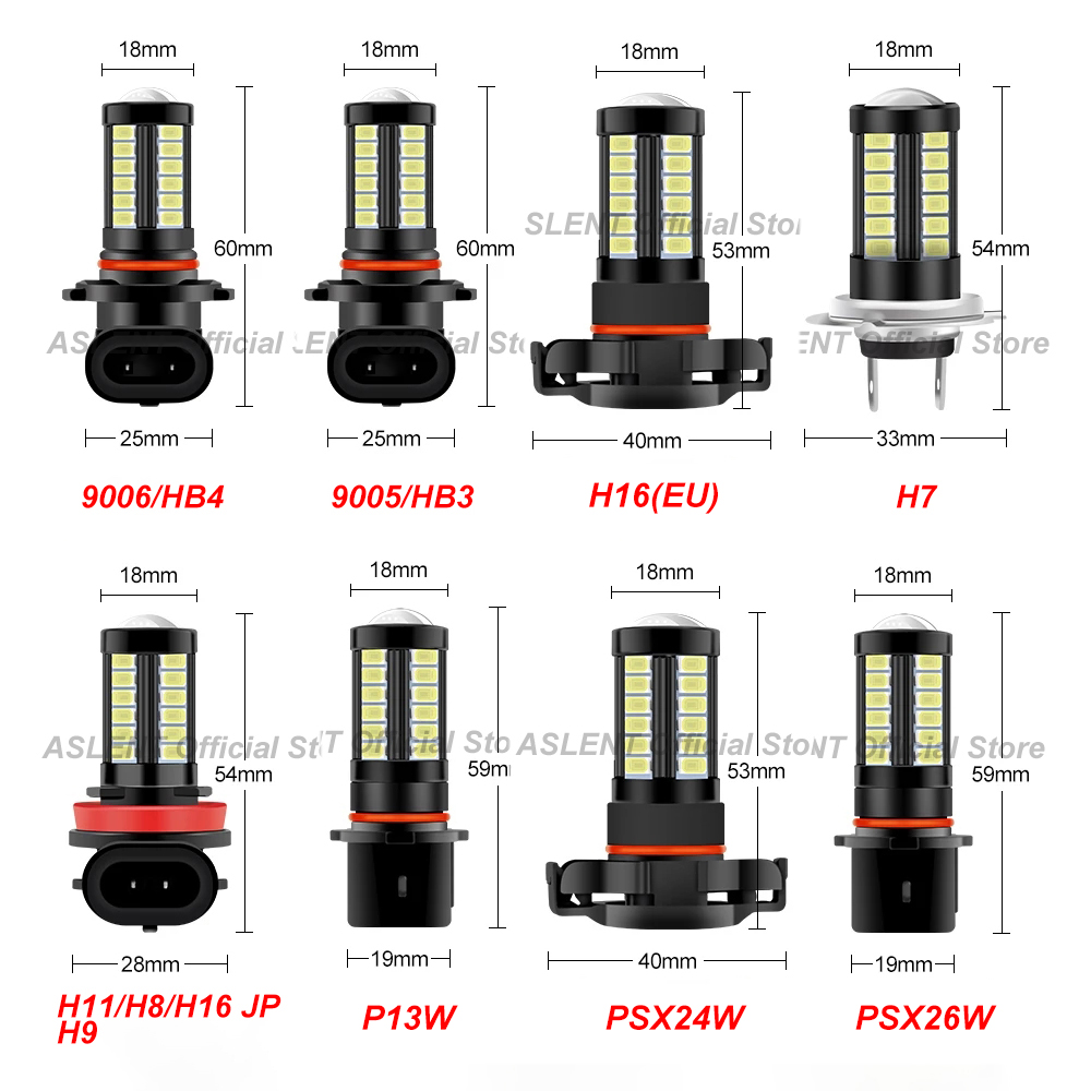 2X llevó la lámpara de niebla H11 H8 H9 H7 H16 JP de la UE PSX24W PSX26W bombillas de luz antiniebla coche faro 9005 HB3 9006 HB4 1500LM 6000K amarillo, naranja